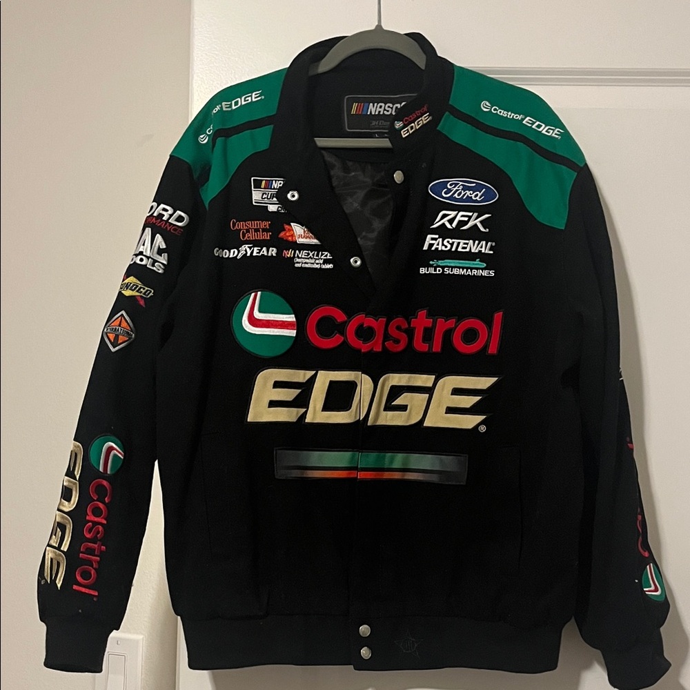 Castrol Edge NASCAR  Racing Jacket with Green and Red Accents